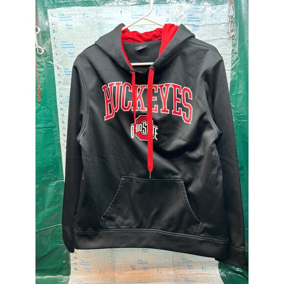 Ohio State Buckeyes Medium Pullover Hooded Sweater Black Pockets Logo - Picture 1 of 5